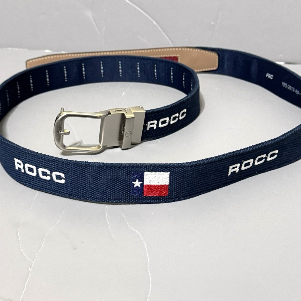 Nexbelt Golf Belt ROCC Texas Oaks ? Club Embroidered Ratchet Blue Fits 25 Up 50